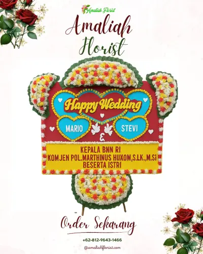 Karangan Papan Bunga Pernikahan di Caturanom